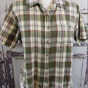 EUC FIORLINI Plaid Blouse Size Large